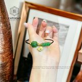  Vòng Dây Cáp Ngọc Bích Mix Ngũ Điếu, Cỏ Bốn Lá Và Charm Hồ Ly Vàng Trang Sức (Không Kén Mệnh) 