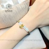  Vòng Dây Cáp Đá Moon Mix Ngũ Điếu, Cỏ Bốn Lá Và Charm Hồ Ly Vàng Tây 10K (Thủy, Kim) 
