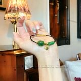  Vòng Dây Cáp Ngọc Bích Mix Ngũ Điếu, Cỏ Bốn Lá Và Charm Hồ Ly Vàng Trang Sức (Không Kén Mệnh) 
