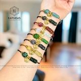  Vòng Dây Cáp Thạch Anh Tóc Xanh Mix Ngũ Điếu, Cỏ Bốn Lá Và Charm Hồ Ly Vàng Tây 10K (Hỏa, Mộc) 