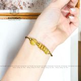  Vòng Dây Cáp Ngũ Điếu Mix Túi Tiền Kim Bảo Thạch Anh Tóc Vàng (Kim, Thổ) 