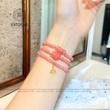  Chuỗi Vòng Đá Đào Hoa 5ly Mix Bà Hồ Ly, Ngũ Điếu Và Charm Hoa Sen Vàng Trang Sức (Hỏa Thổ) 