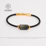  Vòng Dây Cáp Lu Thống Chạm Kim Tiền Thạch Anh Tóc Xanh Chạm Kim Tiền (Mộc, Hoả) 
