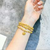  Chuỗi Vòng Thạch Anh Tóc Vàng Vip 6ly Mix Hồ Ly Và Charm Hoa Mẫu Đơn (Kim, Thổ) 