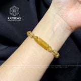  Vòng Tay Thạch Anh Tóc Vàng 6.8ly Lu Thống Mix Bi Vàng 10K (Kim, Thổ) 