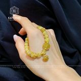  Vòng Đơn Thạch Anh Tóc Vàng 8ly Mix Ngũ Điếu, Túi Tiền, Cỏ Bốn Lá Và Bi Vàng Tây 10K (Kim, Thổ) 