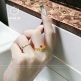  Nhẫn Cửu Nguyệt Long Vàng Trang Sức Đá Mã Não Đỏ (Thổ Hỏa) 