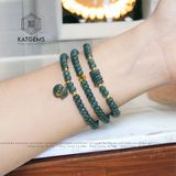  Vòng Chuỗi Lam Ngọc Bánh Xe 5.5Ly Ngũ Điếu Mix Túi Tiền Kim Bảo (Không Kén Mệnh) 