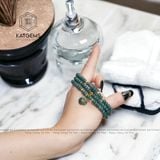  Vòng Chuỗi Lam Ngọc Bánh Xe 5.5Ly Ngũ Điếu Mix Túi Tiền Kim Bảo (Không Kén Mệnh) 