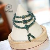  Chuỗi Vòng Lam Ngọc Dẹt Jade A Mix Ngũ Điếu, Lu Thống Và Bi Vàng 10K (Không Kén Mệnh) 