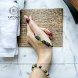  Vòng Dây Cáp Thạch Anh Tóc Xanh Mix Ngũ Điếu, Lu Thống Và Charm Rơi Hồ Ly Vàng Trang Sức (Mộc, Hỏa) 