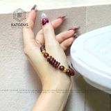  Vòng Tay Đơn Thạch Anh Tóc Đỏ 7ly Ngũ Điếu Mix Bi Kim Tiền Vàng 10K (Hoả, Thổ) 
