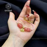  Vòng Dây Cáp Đá Đào Hoa Mix Ngũ Điếu Lu Thống Và Bà Hồ Ly Vàng Trang Sức (Thổ, Hỏa) 