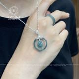  Mặt Dây Chuyền Đồng Điếu Lam Ngọc Hội Duyên Chiêu Lộc Móc Bạc Đường Kính 20li Dày 6mm(Không Kén Mệnh) 