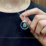  Mặt Dây Chuyền Đồng Điếu Lam Ngọc Hội Duyên Chiêu Lộc Móc Bạc Đường Kính 20li Dày 6mm(Không Kén Mệnh) 