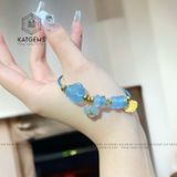  Vòng Dây Cáp Phúc Bảo Như Ý Đá Aqua Ngũ Điếu Mix Túi Tiền Kim Bảo Và Hồ Ly Và Khánh Cát Tường Vàng 10K (Thuỷ, Mộc) 