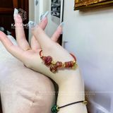  Vòng Dây Cáp Phúc Bảo Như Ý Thạch Anh Tóc Đỏ Ngũ Điếu Mix Hồ Ly Và Túi Tiền Kim Bảo Và Khánh Cát Tường Vàng 10K (Thổ, Hỏa) 