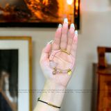  Vòng Dây Cáp Phúc Bảo Như Ý Thạch Anh Hồng Ngũ Điếu Mix Túi Tiền Kim Bảo, Bà Hồ Ly Và Khánh Cát Tường Vàng 10K (Hoả, Thổ) 