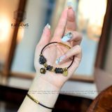  Vòng Dây Cáp Phúc Bảo Như Ý Thạch Anh Tóc Đen Ngũ Điếu Mix Hồ Ly, Khánh Bình An Và Túi Tiền Kim Bảo (Thủy, Mộc) 