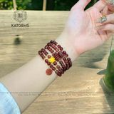  Chuỗi Vòng Cuốn 5 Thạch Anh Tóc Đỏ Vip 6ly Hoa Mẫu Đơn Mix Lu Thống, Ngũ Điếu Ngũ Và Charm Vàng Sen 24K (Hỏa, Thổ) 1-122005 