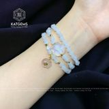  Chuỗi Vòng Bạch Ngọc Dẹt Jade A Mix Túi Tiền,  Hồ Ly Đá Moon Và Bi Vàng Trang Sức (Kim Thủy) 1-129001 