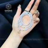  Chuỗi Vòng Bạch Ngọc Dẹt Jade A Mix Túi Tiền,  Hồ Ly Đá Moon Và Bi Vàng Trang Sức (Kim Thủy) 1-129001 