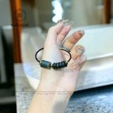  Vòng Dây Cáp Ngũ Điếu Mix Lu Thống Ngắn Trơn Đá Thạch Anh Tóc Xanh (Hoả, Mộc) 150525-23 
