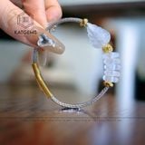  Vòng Dây Cáp Đá Moon Ngũ Điếu Mix Hồ Ly Chúa Và Bi Kim Tiền Vàng Trang Sức (Kim, Thủy) 