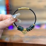  Vòng Dây Cáp Thạch Anh Tóc Xanh Mix Ngũ Điếu, Lu Thống Chạm Kim Tiền Ngắn Và Charm Rơi Hồ Ly Vàng 10K (Mộc, Hỏa) 