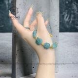 Vòng Dây Cáp Lam Ngọc Ngũ Điếu Mix Hồ Ly, Cỏ Bốn Lá, Lu Thống Chạm Kim Tiền Và Bi Kim Tiền Vàng Trang Sức (Không Kén Mệnh) 