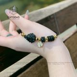  Vòng Dây Cáp Ngọc Cẩm Thạch Sơn Thuỷ (Type B) Ngũ Điếu Mix Hồ Ly Và Charm Cỏ Bốn Lá Vàng Trang Sức (Không Kén Mệnh) 