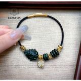  Vòng Dây Cáp Ngọc Cẩm Thạch Sơn Thuỷ (Type B) Ngũ Điếu Mix Hồ Ly Và Charm Cỏ Bốn Lá Vàng Trang Sức (Không Kén Mệnh) 