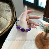  Vòng Dây Cáp Thạch Anh Tím Ngũ Điếu Mix Hồ Ly Và Cỏ Bốn Lá (Hoả, Thổ) 