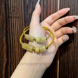  Vòng Dây Cáp Ngũ Điếu Mix Lu Thống Trơn Đá Thạch Anh Tóc Vàng (Kim, Thổ) 250525-2 