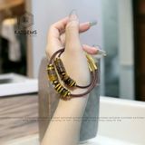  Vòng Dây Cáp Ngũ Điếu Mix Lu Thống Chạm Kim Tiền Đá Mắt Hổ (Thổ, Kim) 