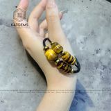  Vòng Dây Cáp Ngũ Điếu Mix Lu Thống Tròn Đá Mắt Hổ (Thổ, Kim) 