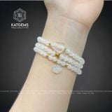  Chuỗi Vòng Đá Moon 5ly Mix Bà Hồ Ly Chúa, Charm Hoa Sen Và Bi Vàng 10K (Thủy, Kim) 
