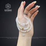  Chuỗi Vòng Đá Moon 5ly Mix Bà Hồ Ly Chúa, Charm Hoa Sen Và Bi Vàng 10K (Thủy, Kim) 