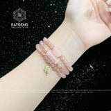  Chuỗi Vòng Thạch Anh Hồng 5.5ly Lu Thống Mix Ngũ Điếu Và Charm Cỏ Bốn Lá Vàng Trang Sức (Hỏa, Thổ) 1-125005 