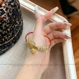  Vòng Tay Dây Cáp Ngũ Điếu Mix Túi Tiền Kim Bảo, Bà Hồ Ly Chúa Thạch Anh Tóc Vàng (Kim, Thổ) 