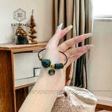 Vòng Tay Dây Cáp Ngũ Điếu Mix Túi Tiền Kim Bảo, Hồ Ly Chúa Ngọc Cẩm Thạch Sơn Thủy (Type B) (Không Kén Mệnh) 
