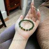 Vòng Đơn Ngọc Bích 6Ly Mix Bi Kim Tiền, Bi Vàng Tây 10K (Không Kén Mệnh) 