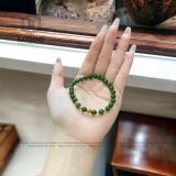  Vòng Đơn Ngọc Bích 6Ly Mix Bi Kim Tiền, Bi Vàng Tây 10K (Không Kén Mệnh) 