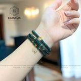  Vòng Chuỗi Lam Ngọc Bánh Xe 5.2Ly Ngũ Điếu Mix Charm Cỏ Bốn Lá Và  Kim Tiền Vàng Trang Sức (Không Kén Mệnh) 2-126006 