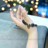  Vòng Đơn Thạch Anh Tóc Đen 7-8ly Mix Ngũ Điếu, Túi Tiền, Cỏ Bốn Lá Và Bi Vàng Tây 10K (Thủy, Mộc) 
