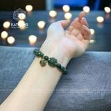  Vòng Đơn Thạch Anh Tóc Xanh 7-8ly Mix Ngũ Điếu, Túi Tiền, Cỏ Bốn Lá Và Bi Vàng Tây 10K (Hỏa, Mộc) 