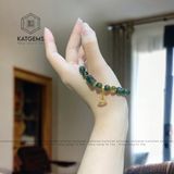  Vòng Đơn Thạch Anh Tóc Xanh 7-8ly Mix Charm Hoa Sen, Lu Thống Và Kim Tiền Vàng Trang Sức (Mộc, Hoả) 1-190003 