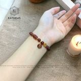  Vòng Đơn Thạch Anh Tóc Đỏ 7ly Mix Túi Tiền Kim Bảo, Lu Thống Và Kim Tiền Vàng 10k (Thổ, Hoả) 