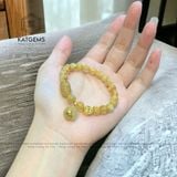  Vòng Đơn Thạch Anh Tóc Vàng 7ly Mix Túi Tiền Kim Bảo, Lu Thống Và Kim Tiền Vàng 10k (Thổ, Kim) 