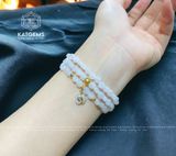  Chuỗi Vòng Bạch Ngọc Dẹt Jade A Mix Túi Tiền Và Bi Kim Tiền Vàng Trang Sức (Không Kén Mệnh) 1-129001 